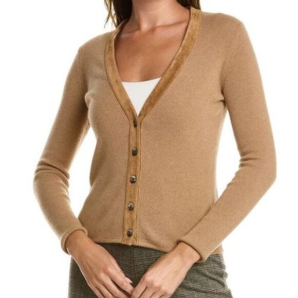 Bruno Magli V-Neck Wool Cashmere Cardigan Gray Sweater EUC - Picture 1 of 9